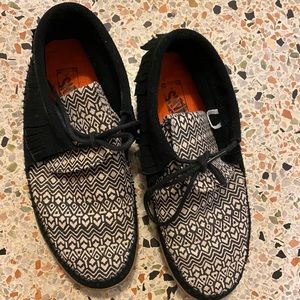 Black Aztec Vans Moccasins